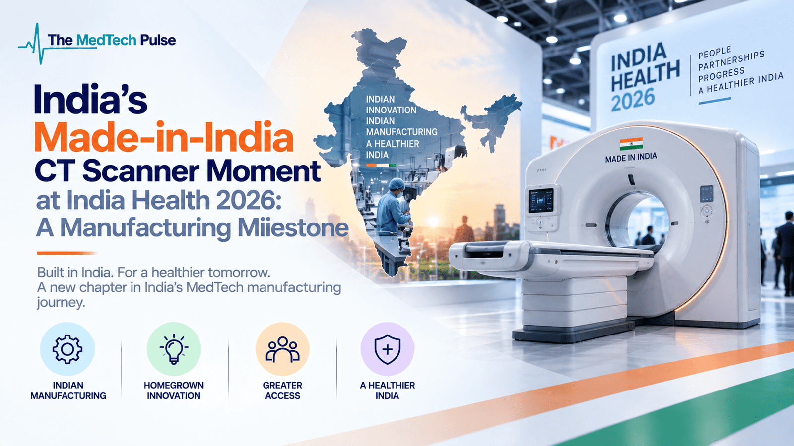 India’s Made-in-India CT scanner showcased at India Health 2026, highlighting domestic medical device manufacturing, homegrown innovation and the country’s growing MedTech capabilities.